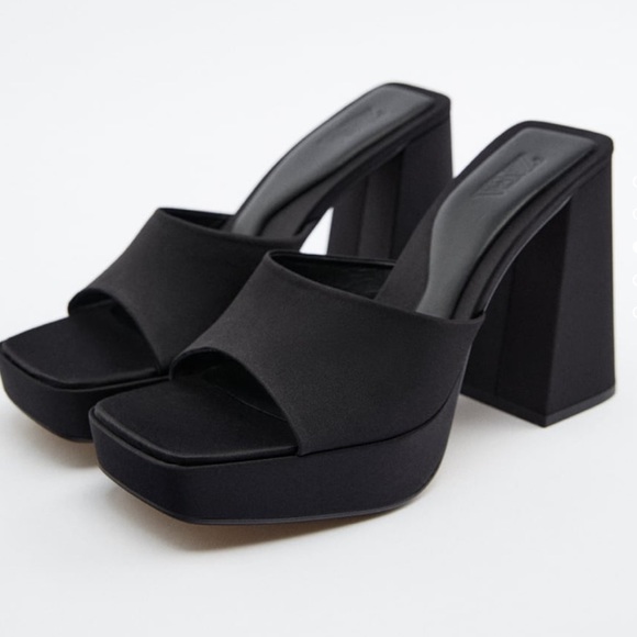 Zara Shoes - ZARA Leather Heeled Platform Mules